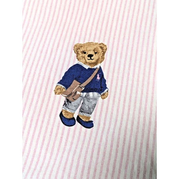 Ralph Lauren Polo Pillowcase Pink White Striped Girl Teddy Bear - Picture 2 of 8